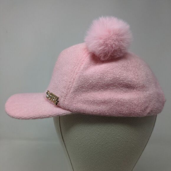 Unbranded Women's Strapback Hat Pink Fleece Fuzzy Pom Poms LOVE Logo - Picture 6 of 11